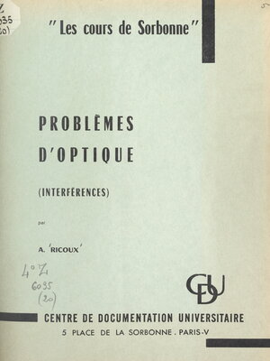 cover image of Problèmes d'optique (interférences)